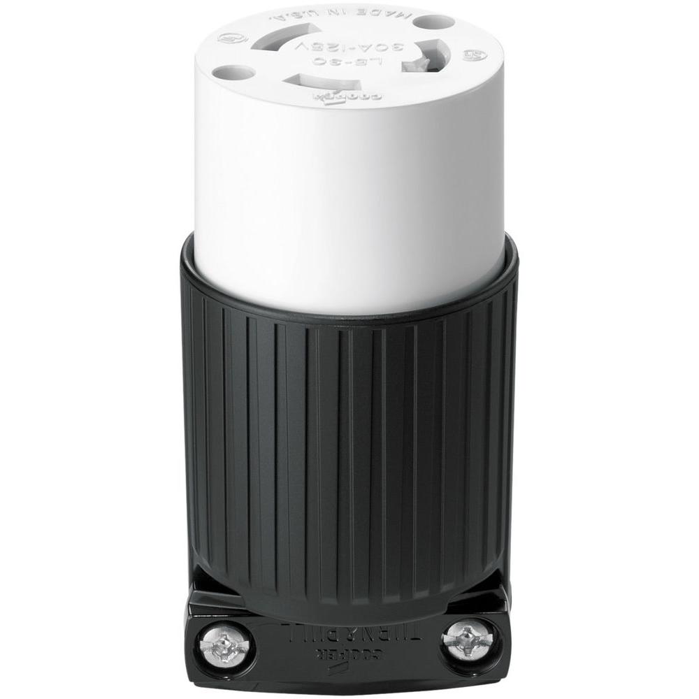 Eaton 30 Amp 125Volt HartLock Industrial Grade Connector, Black and WhiteL530C The Home Depot