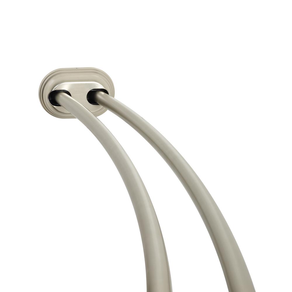 Zenna Home NeverRust 72 in. Aluminum Dual Mount Double Curved Long Shower Rod in Brushed Nickel