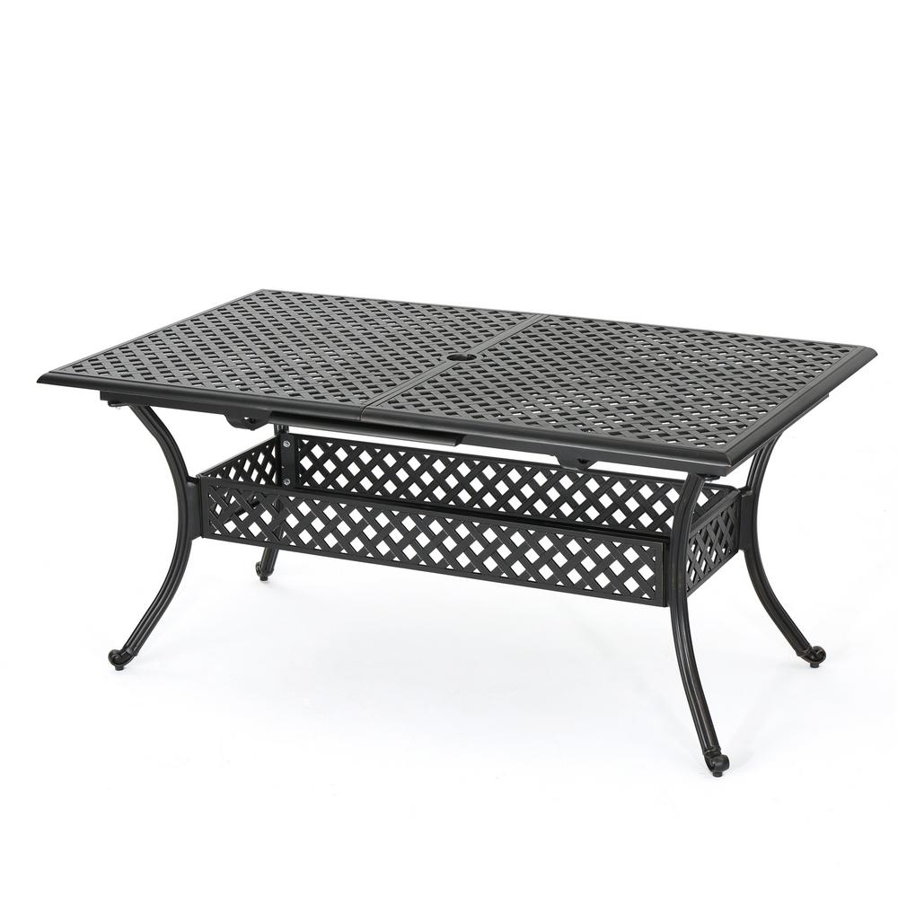 Noble House Zahra Rectangular Cast Aluminum Outdoor Dining Table with