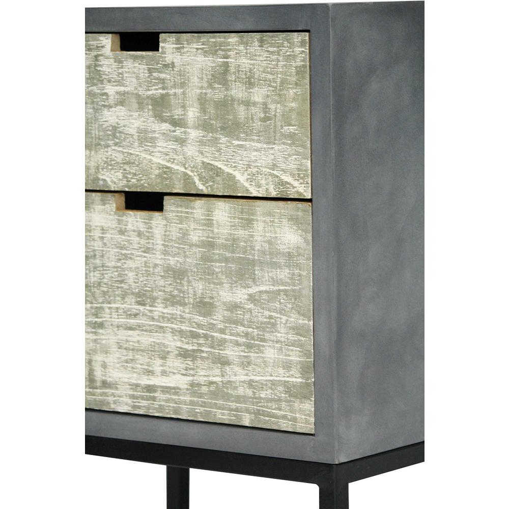 Homeroots Shelly Assembled 22 In X 22 In X 14 In Distressed Gray Iron Accent Storage Cabinet With 2 Wood Drawers 292011 The Home Depot