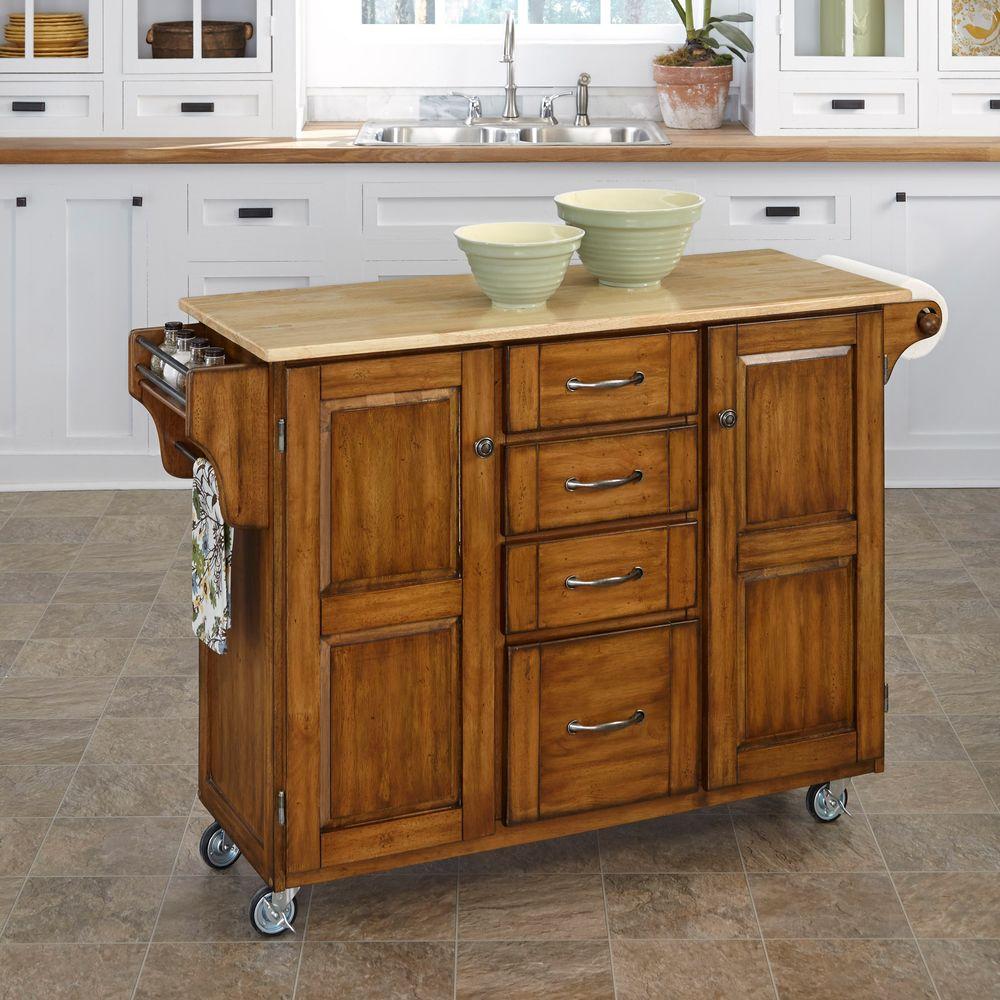 Home Styles Create A Cart Warm Oak Kitchen Cart With Natural Wood Top   Create A Cart Warm Oak Home Styles Kitchen Carts 9100 1061 64 1000 