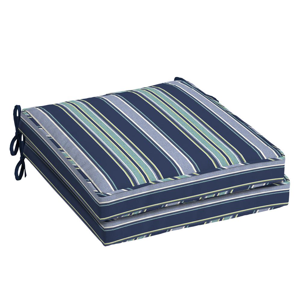 Arden Selections 21 in. x 21 in. Sapphire Aurora Stripe Square Outdoor Seat Cushion (2Pack