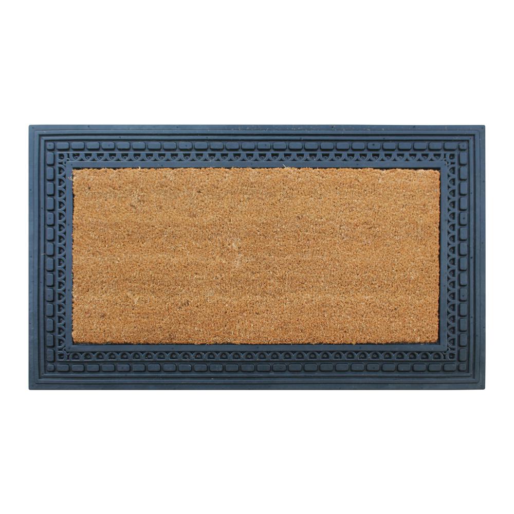 A1 Home Collections A1hc First Impression Black Beige 24 In X 39 In Rubber And Coir Heavy Duty Easy To Clean Outdoor Doormat