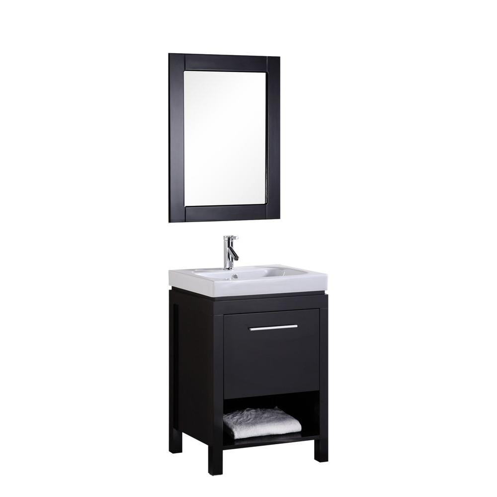 Design Element New York 24 in. W x 19 in. D Vanity in Espresso with Integrated Porcelain Vanity