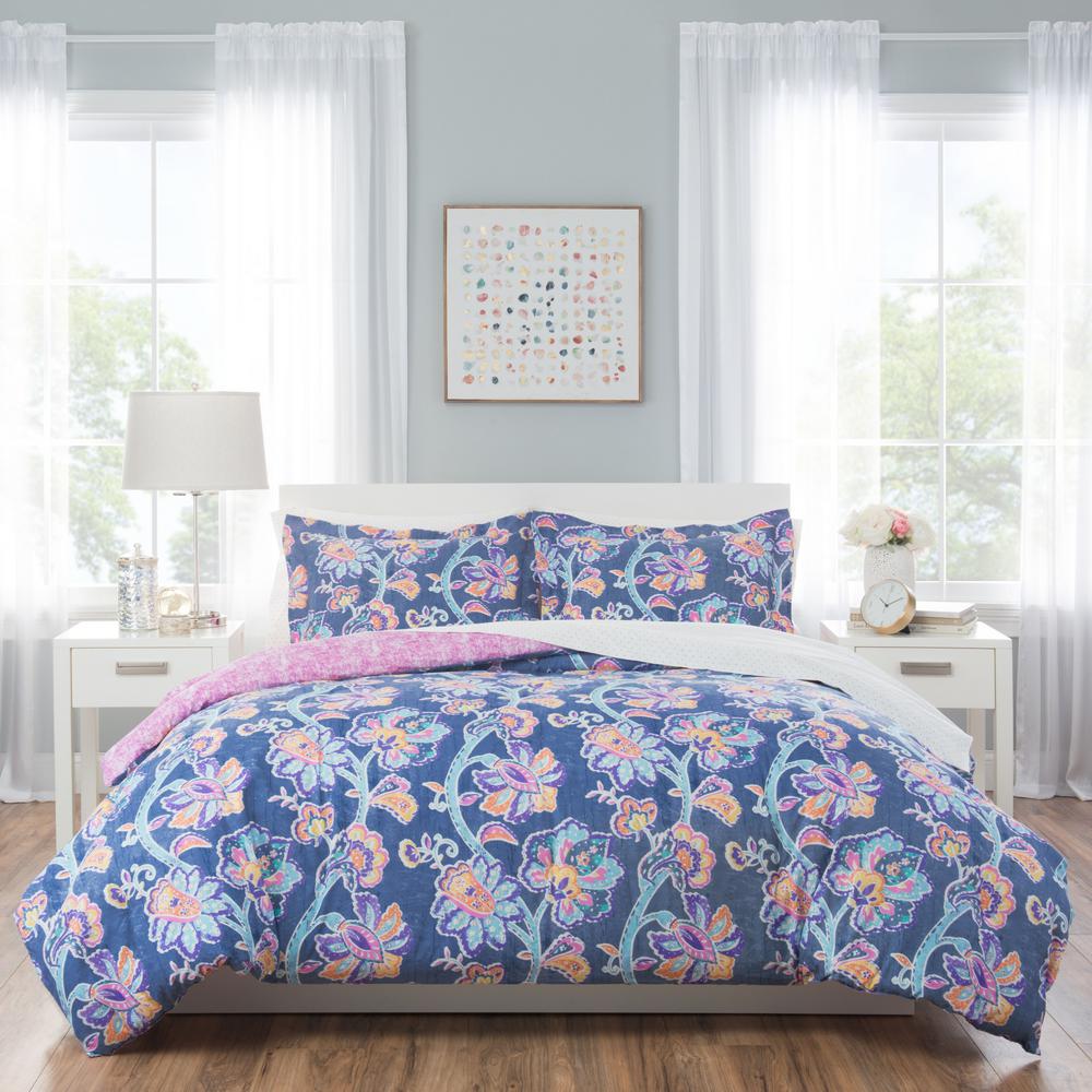 Nicole Miller Kids 5 Piece Twin Blue Fl Comforter Nicole Miller Kids 5 Piece Twin Blue Fl Comforter Set T Aur 309 The Home Depot