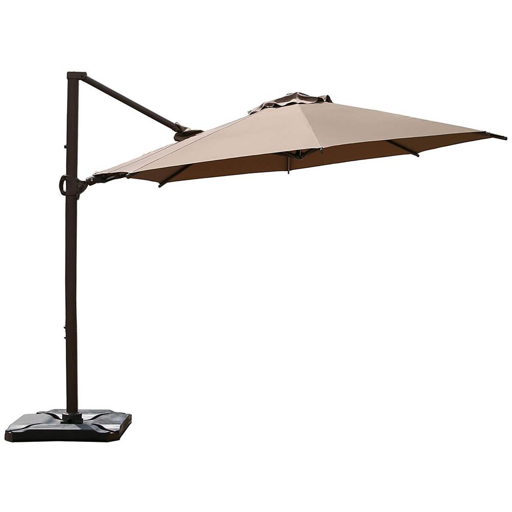 Abba Patio 11 5 Ft 360 Degree Rotating Aluminum Cantilever Patio Umbrella With Base Weight In Cocoa Hdtrc350dt The Home Depot