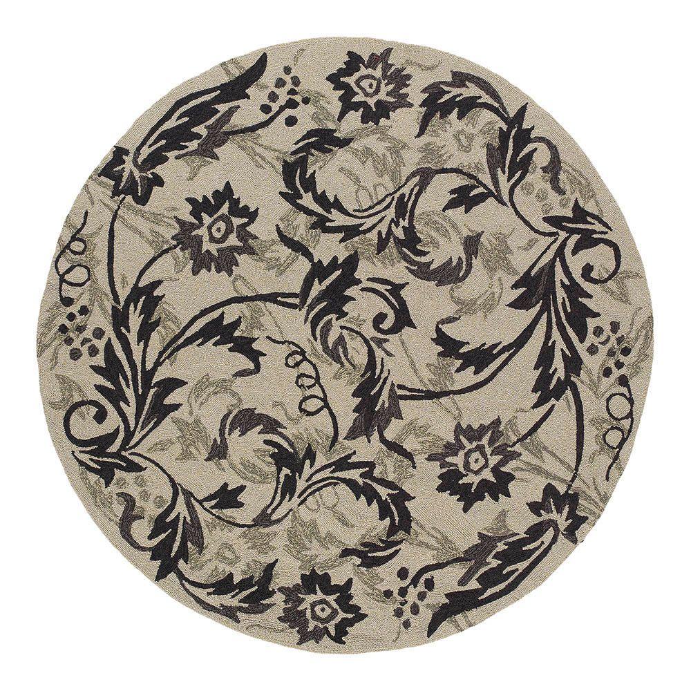 Kaleen Home and Porch Rivoli Beige 6 ft. Indoor/Outdoor Round Area Rug