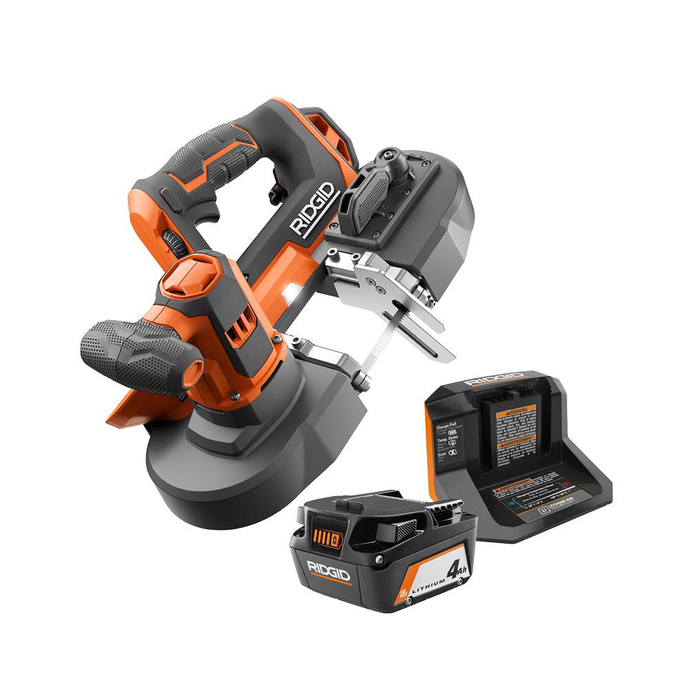RIDGID 18V Cordless Compact Band Saw Kit with (1) 4.0 Ah Battery and