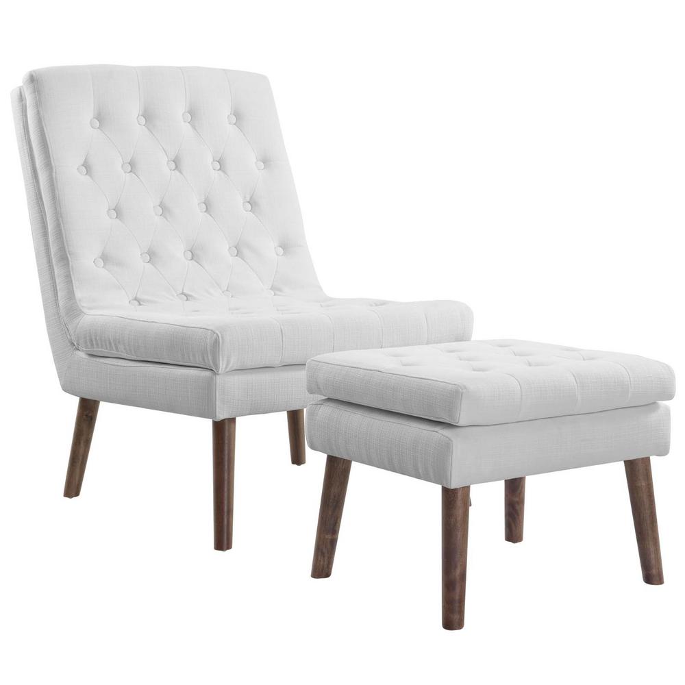 Modway Modify Upholstered Lounge Chair And Ottoman In White Eei