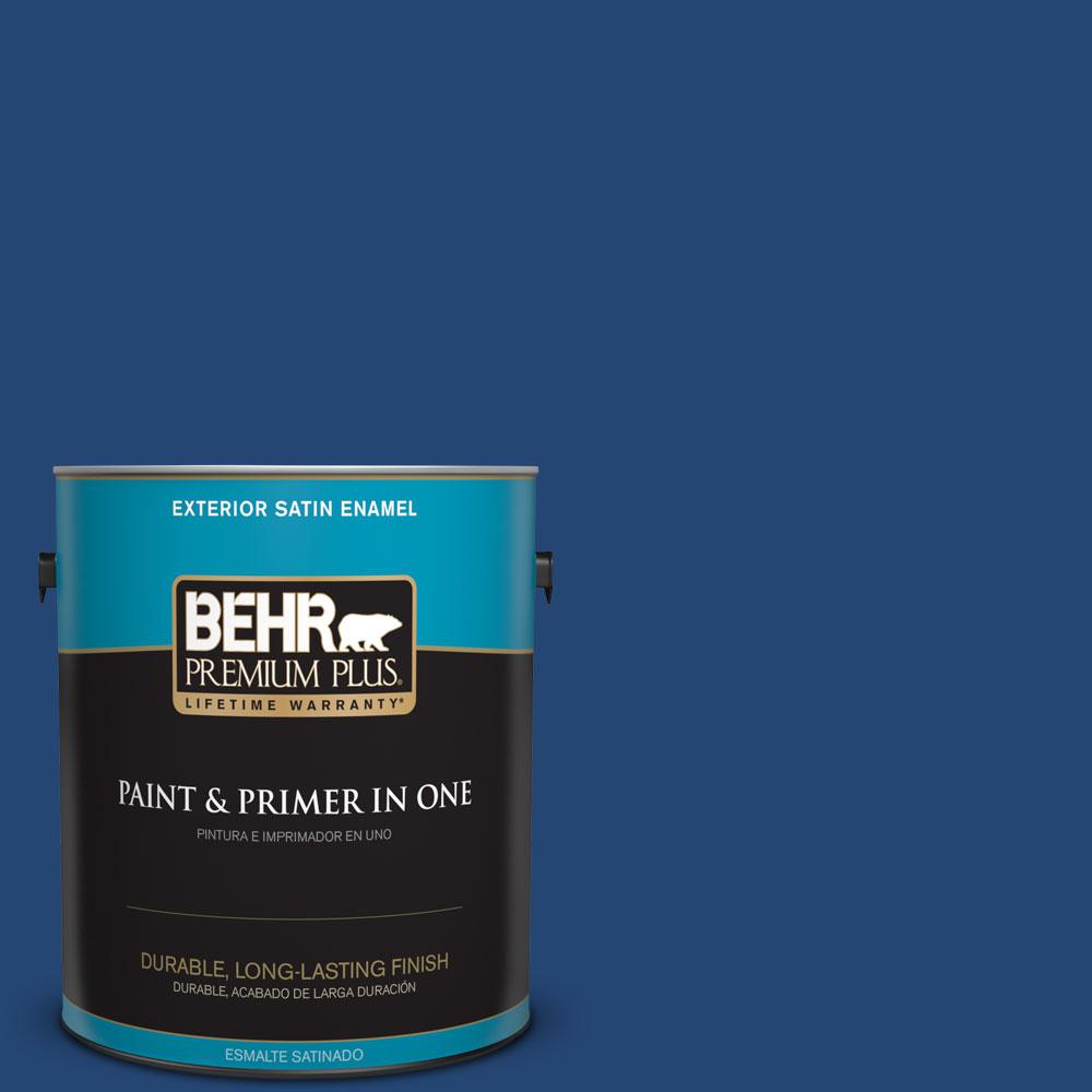 BEHR Premium Plus 1gal. SH580 Navy Blue Satin Enamel Exterior Paint