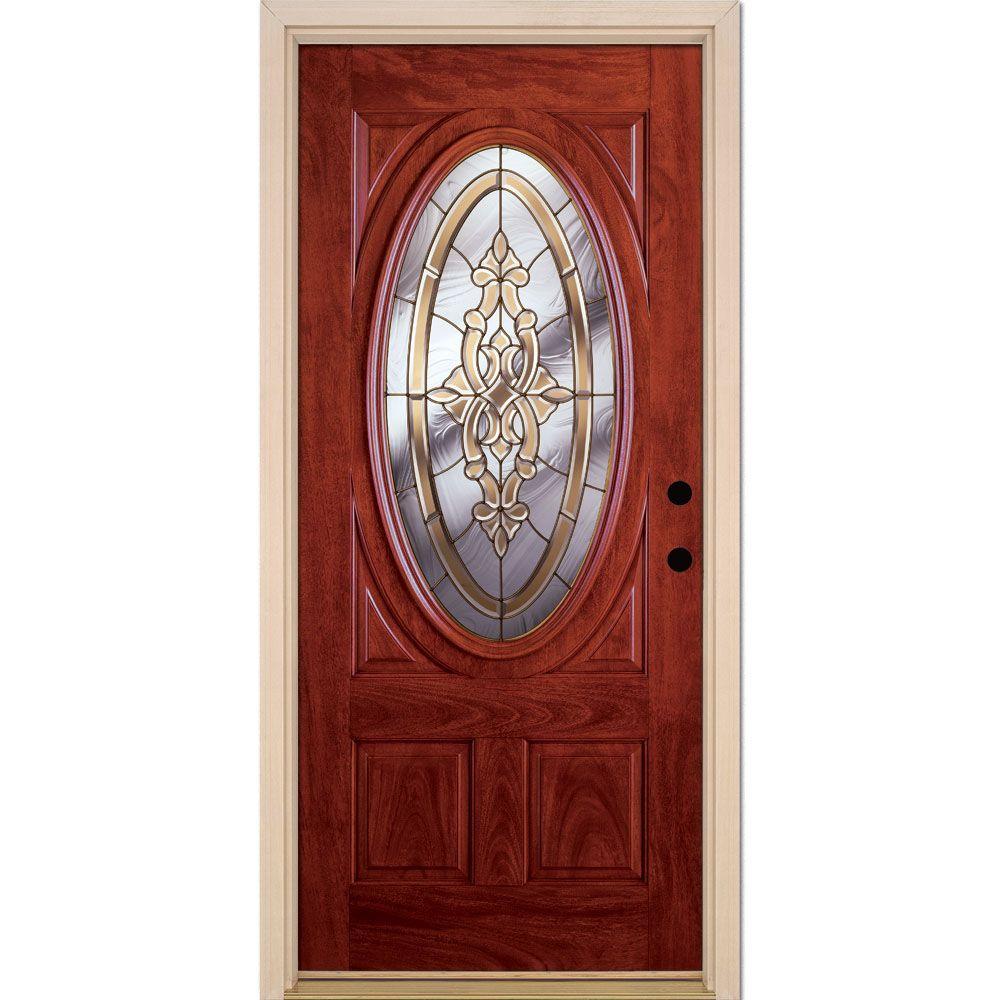 Main Door 36 in. x 80 in. Rustic Mahogany Type Stained ...