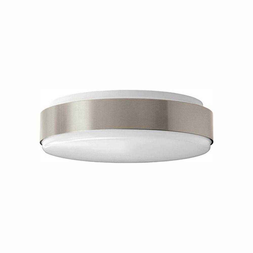 Hampton Bay Modern Style 11 In Round Brushed Nickel 100 Watt Round Brushed Nickel 100 Watt Equivalent Integrated Led Flushmount Bright Cool White Dimmable