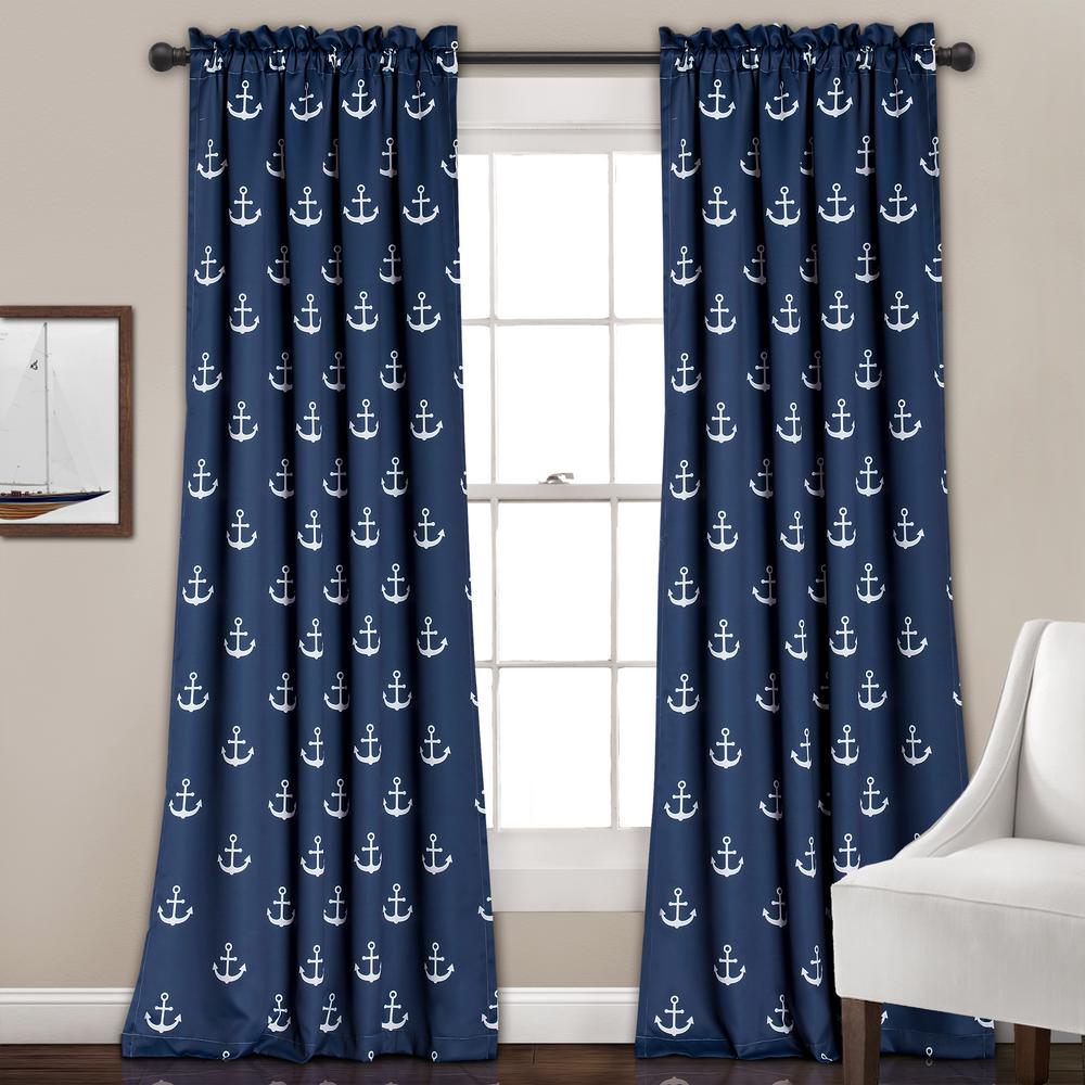 Lush Decor Anchor Juvy Window Panel Navy 84 In X 52 In