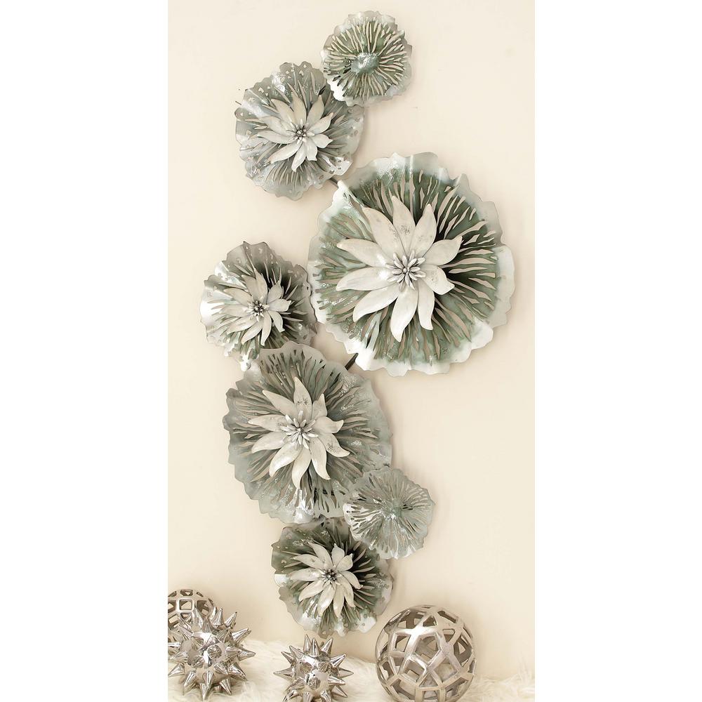 52 In X 28 Lilypads Wall Decor Metallic Gray