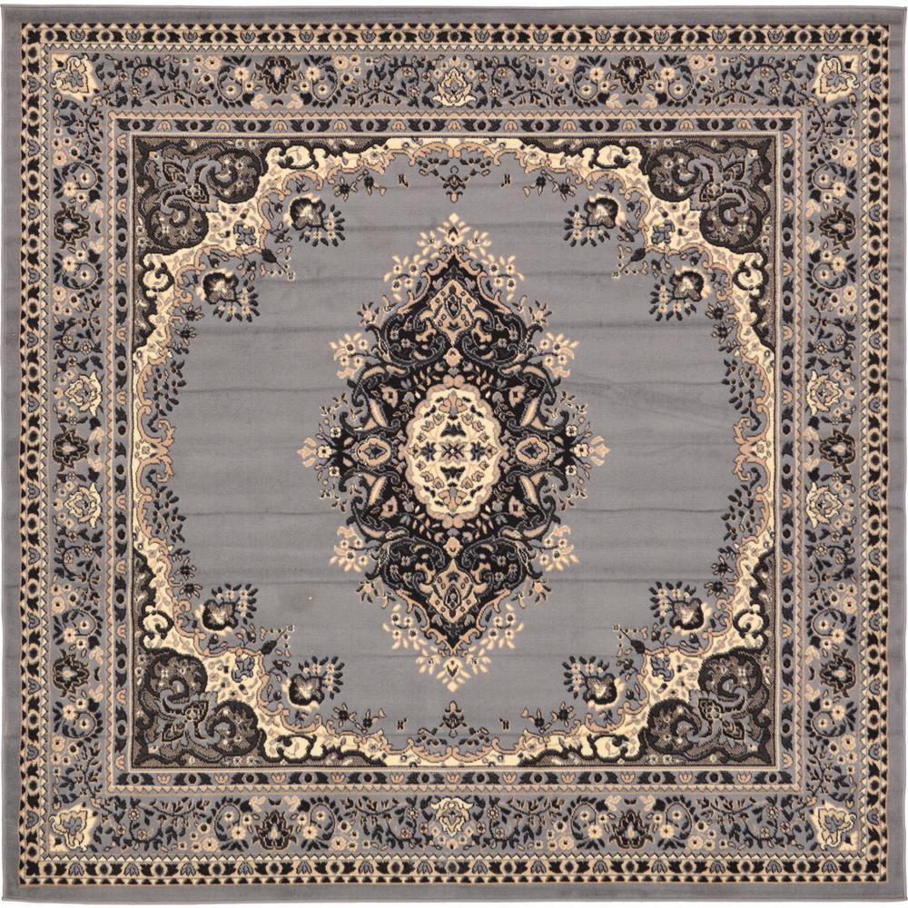Unique Loom Mashad Gray 8 Ft X Square Rug 3128737 The Unique Loom Mashad Gray 8 Ft X Square Rug