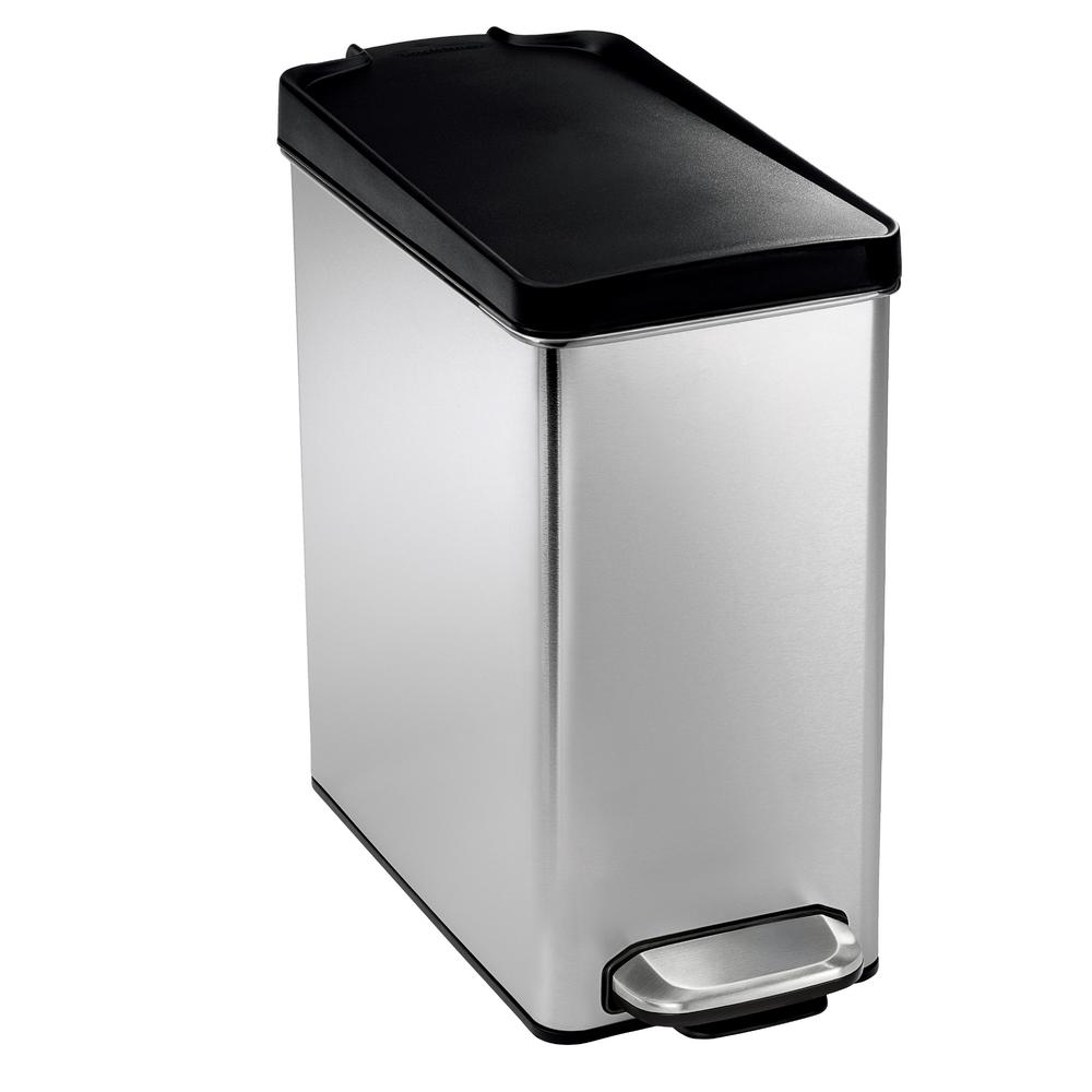 simplehuman 10Liter Brushed Stainless Steel Slim Profile StepOn Trash