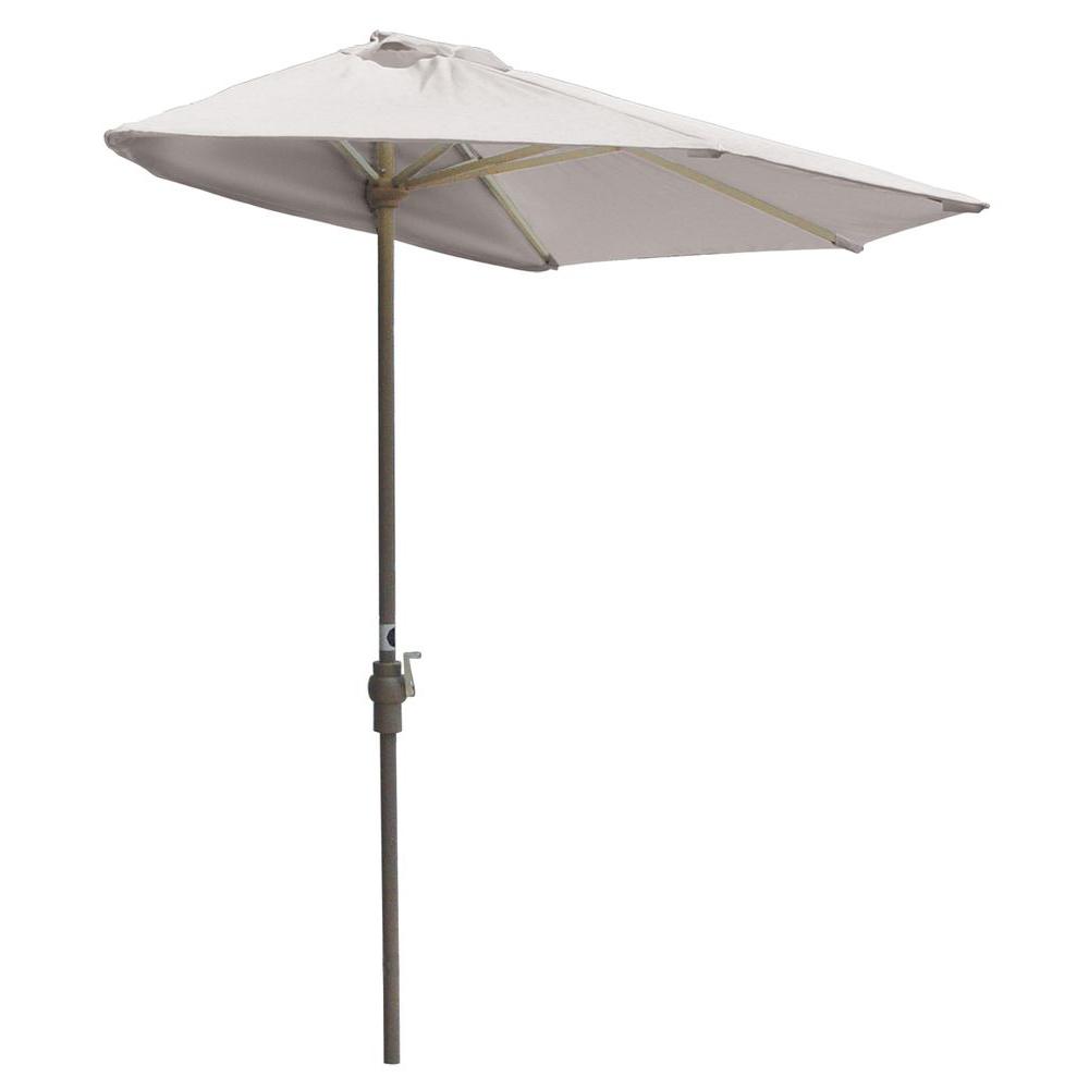 White Market Umbrellas Patio The Home Depot Patio Half Umbrella In Natural Olefin
