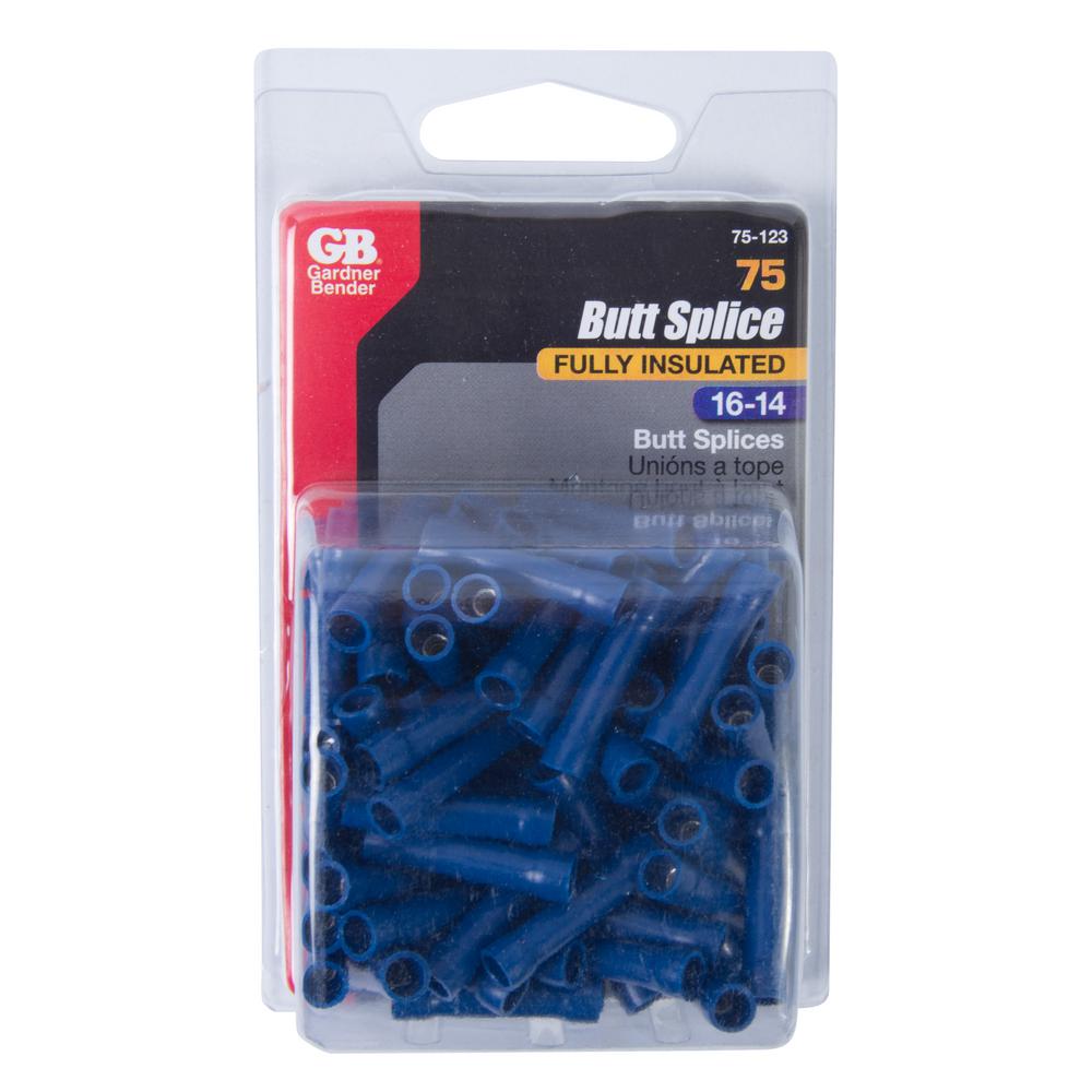 Gardner Bender 16 14 Awg Blue Butt Splice Wire Connectors 75 Pack 75 123 The Home Depot