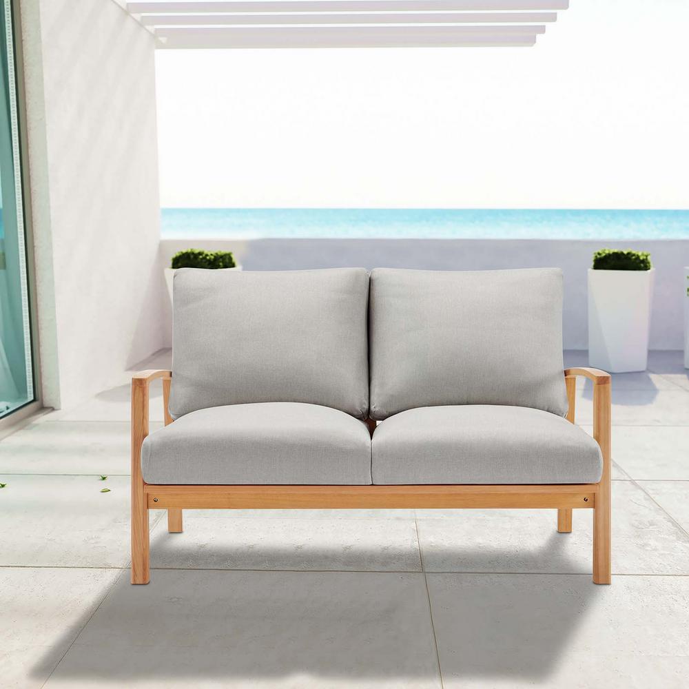 Modway Orlean Eucalyptus Wood Outdoor Loveseat In Natural With Light Gray Cushions Eei 3697 Nat Lgr The Home Depot