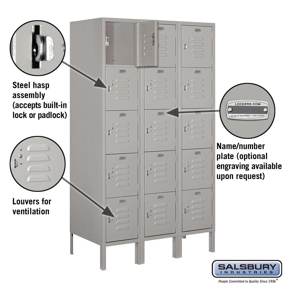 Salsbury Industries 66368gy U Six Tier Box Style 36 Inch Wide 6 Feet High 18 Inch Deep Unassembled Standard Metal Locker Gray Lab Scientific Products Industrial Scientific