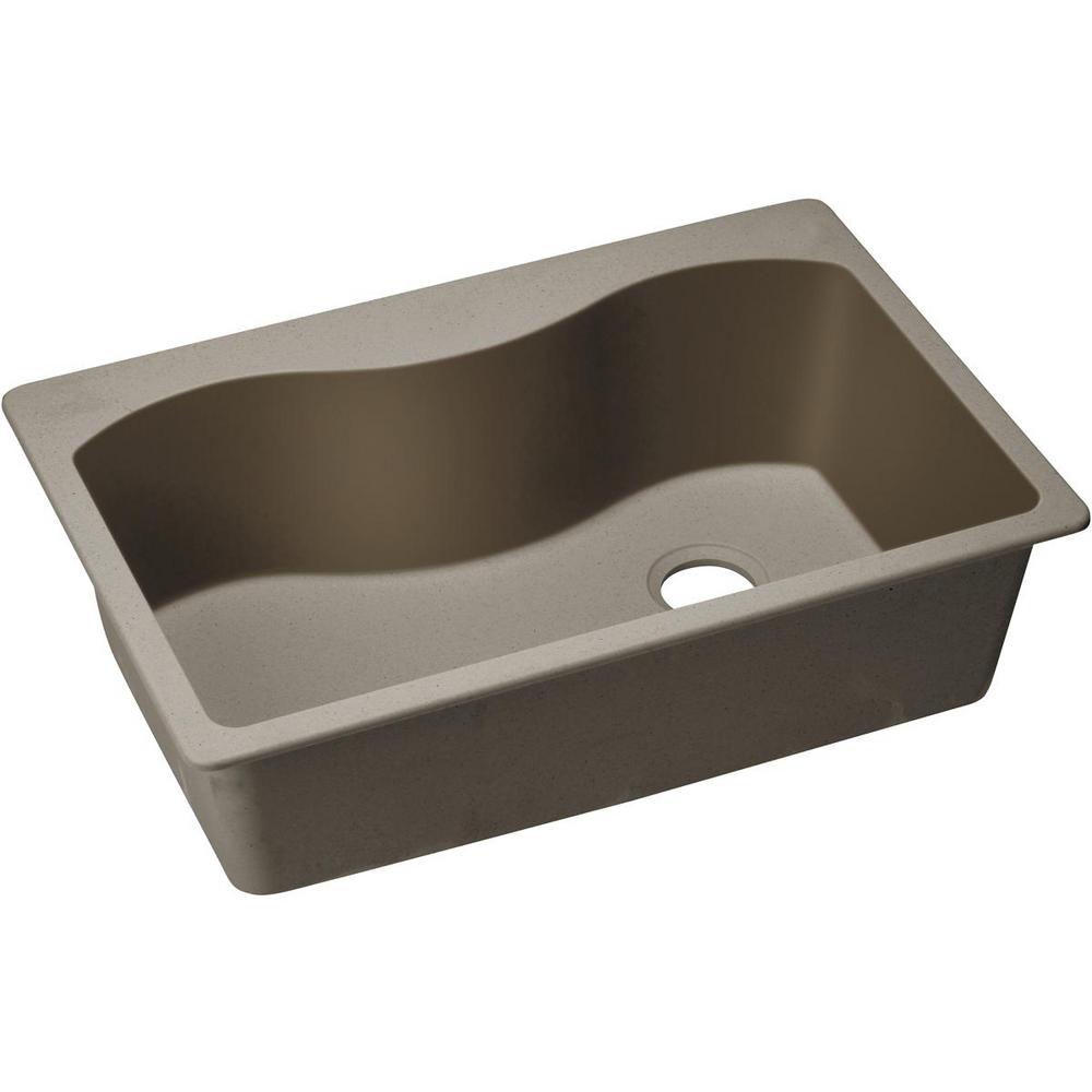 Elkay Quartz Classic DropIn Composite 33 in. Rounded Single Bowl