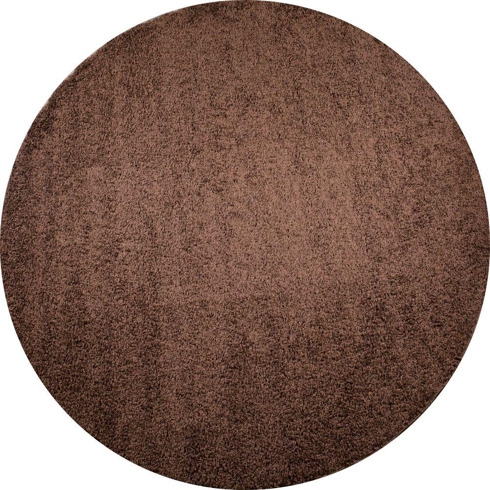 Concord Global Trading Gy Plain Brown 7 Ft Round Area Rug