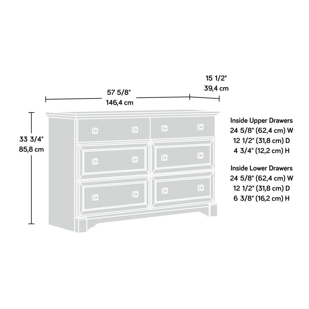 Sauder Palladia 6 Drawer Vintage Oak Dresser 420613 The Home Depot