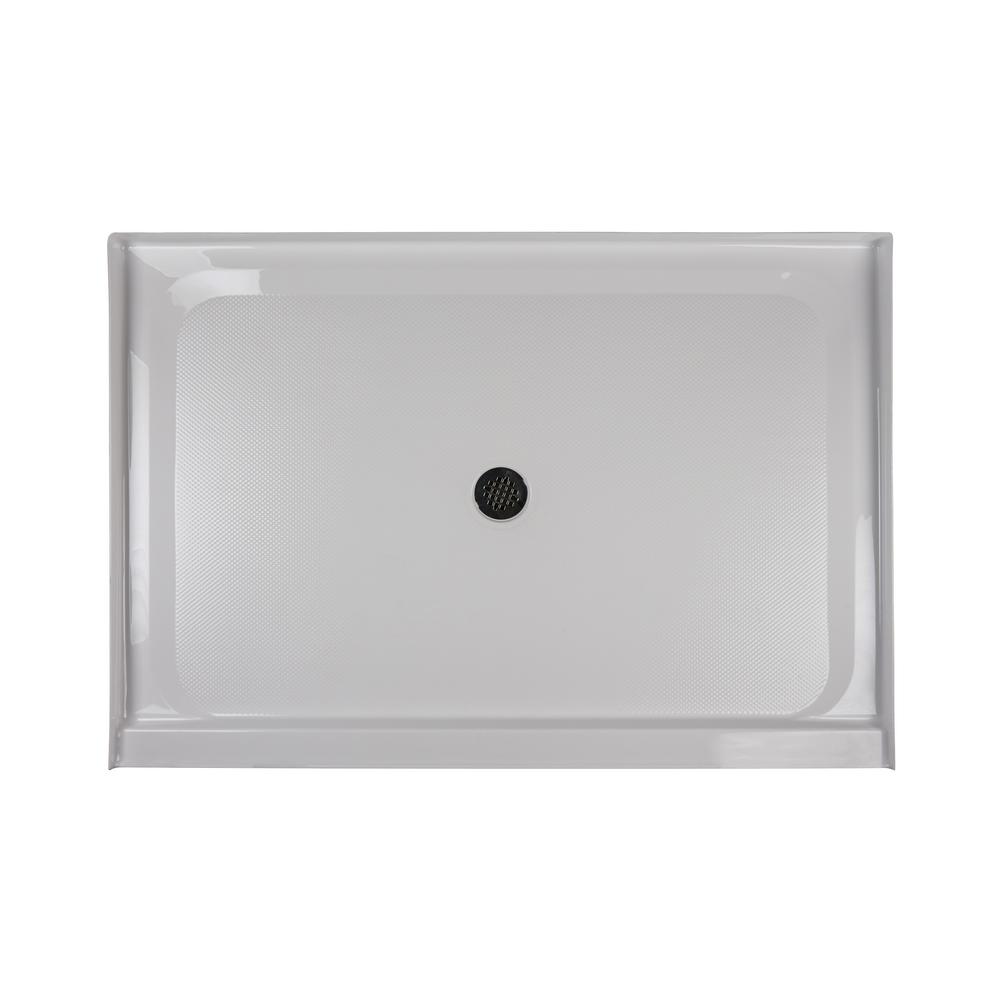 JACUZZI 60 in. x 48 in. Center Drain 3.19 in. Shower Base in White