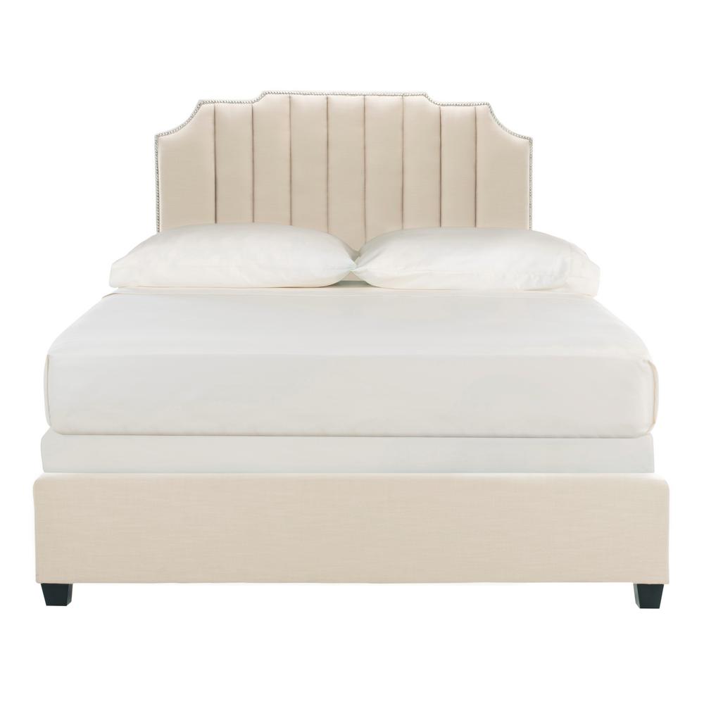 Glamour Home Aria Beige Fabric Queen Bed with Piping and Button TuftingGHUB1367 The Home Depot