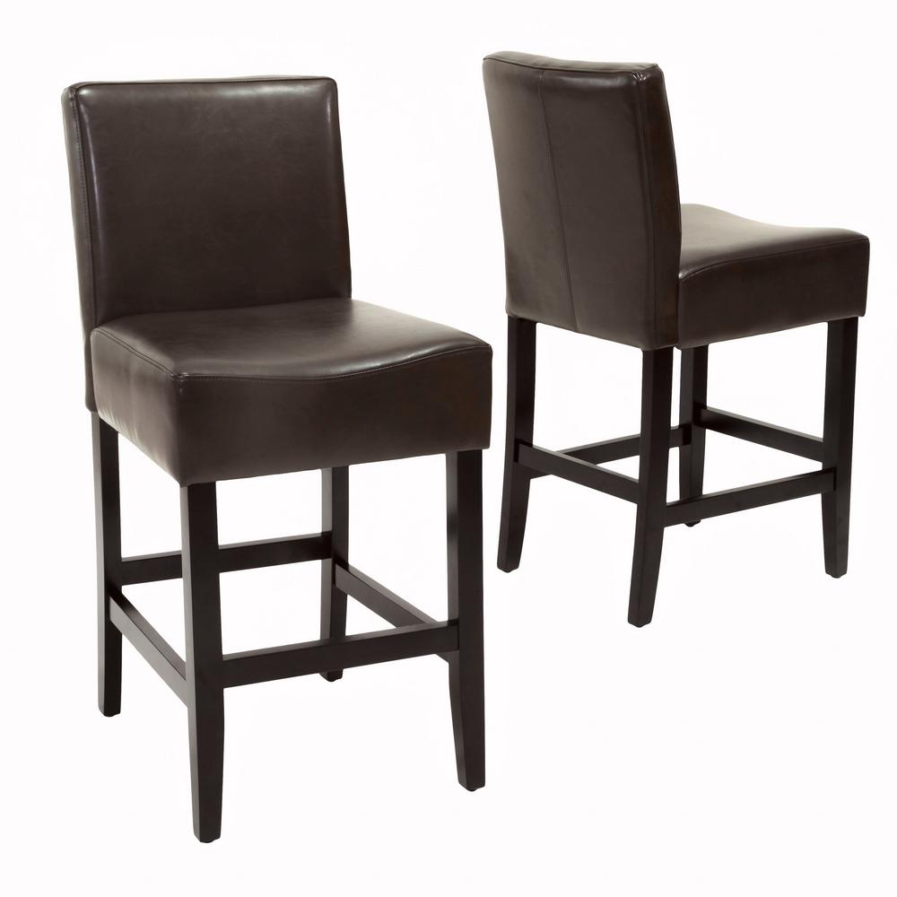 Noble House Lopez 26 in. Ivory Leather Counter Stool (Set of 2)987