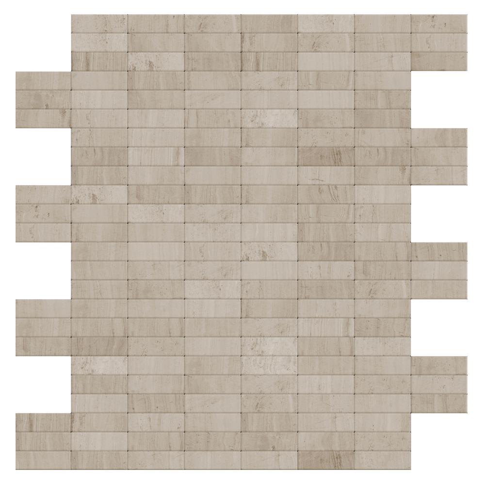 White Gray Tile Backsplashes The Home Depot Hare 11 42 In X 57 5mm Self Adhesive Wall Tile Mosaic