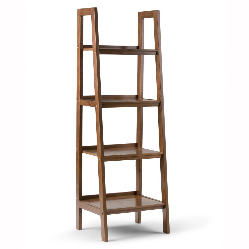 Simpli Home Sawhorse Medium Saddle Brown Ladder Bookcase3AXCSAW05