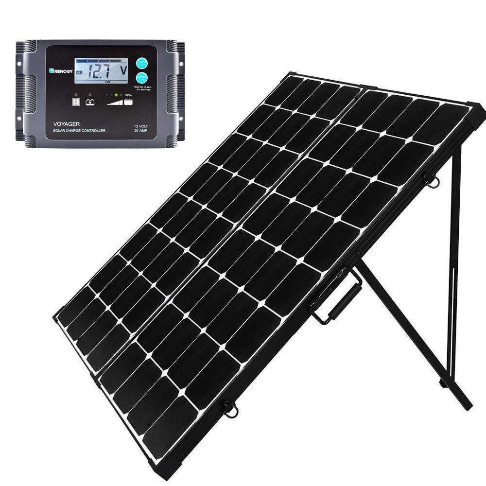 Renogy 200 Watt Eclipse Monocrystalline Portable Suitcase Off Grid Solar Power Kit With Voyager Waterproof Charge Controller