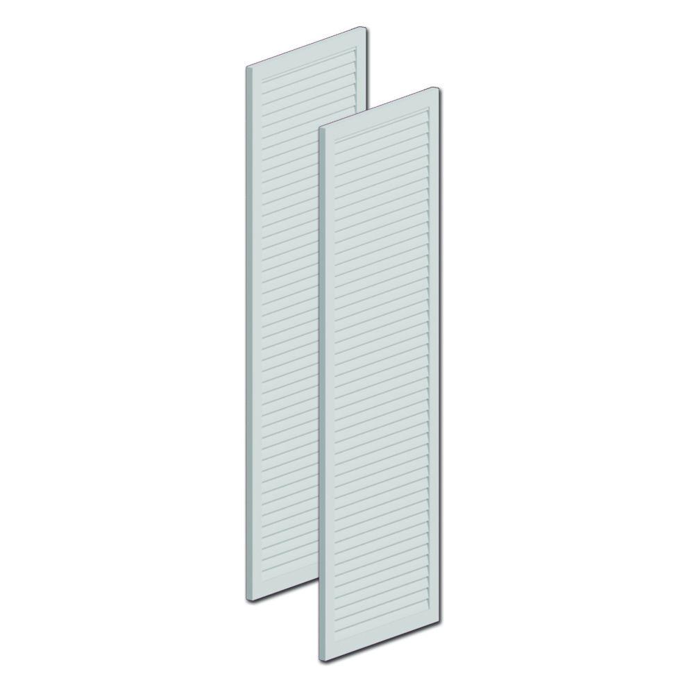 White Exterior Shutters Doors Windows The Home Depot Polyurethane Louvered Shutters Without Center