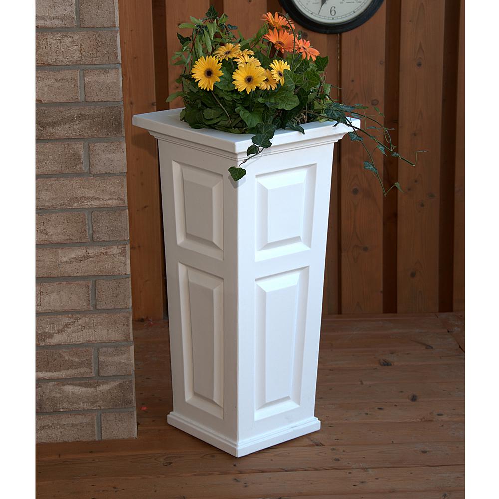 Mayne Nantucket 151/2 in. Square White Plastic Column Planter4833W