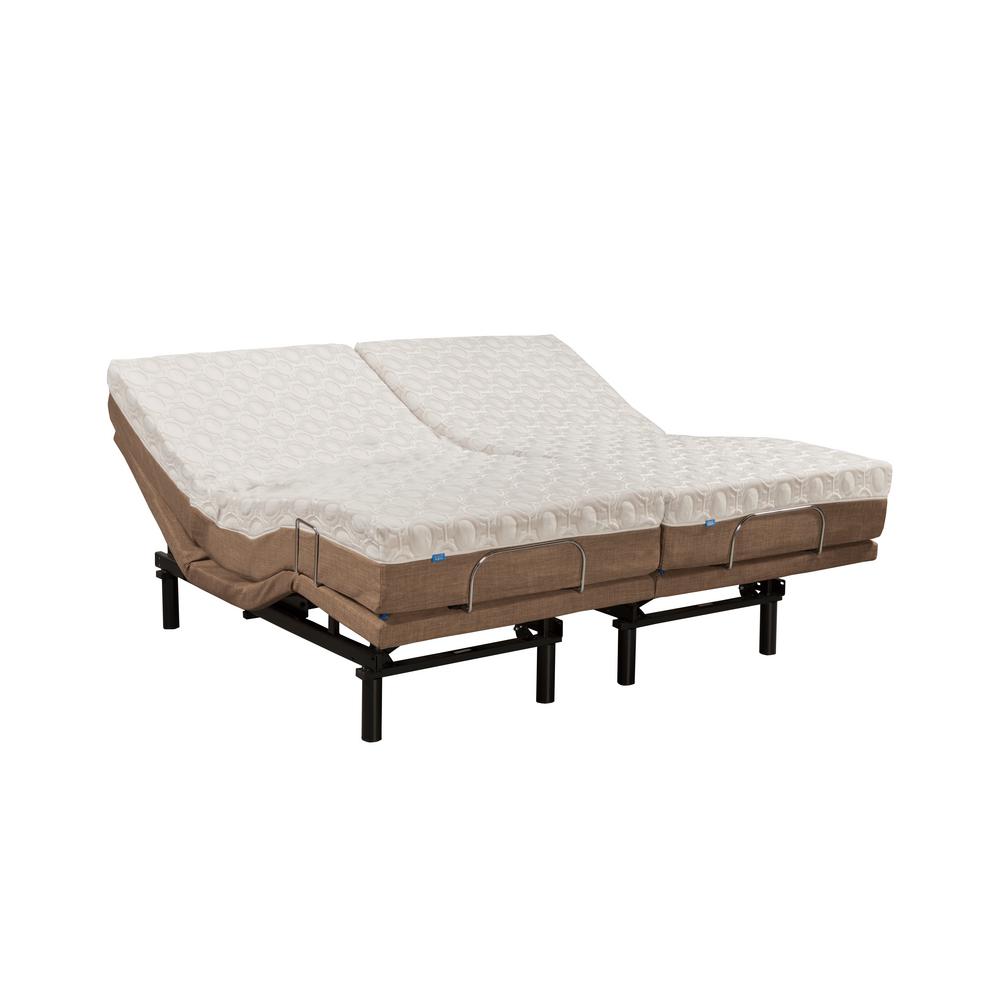 Blissful Nights 10 in. Peony Split King Memory Foam Mattress and M2000