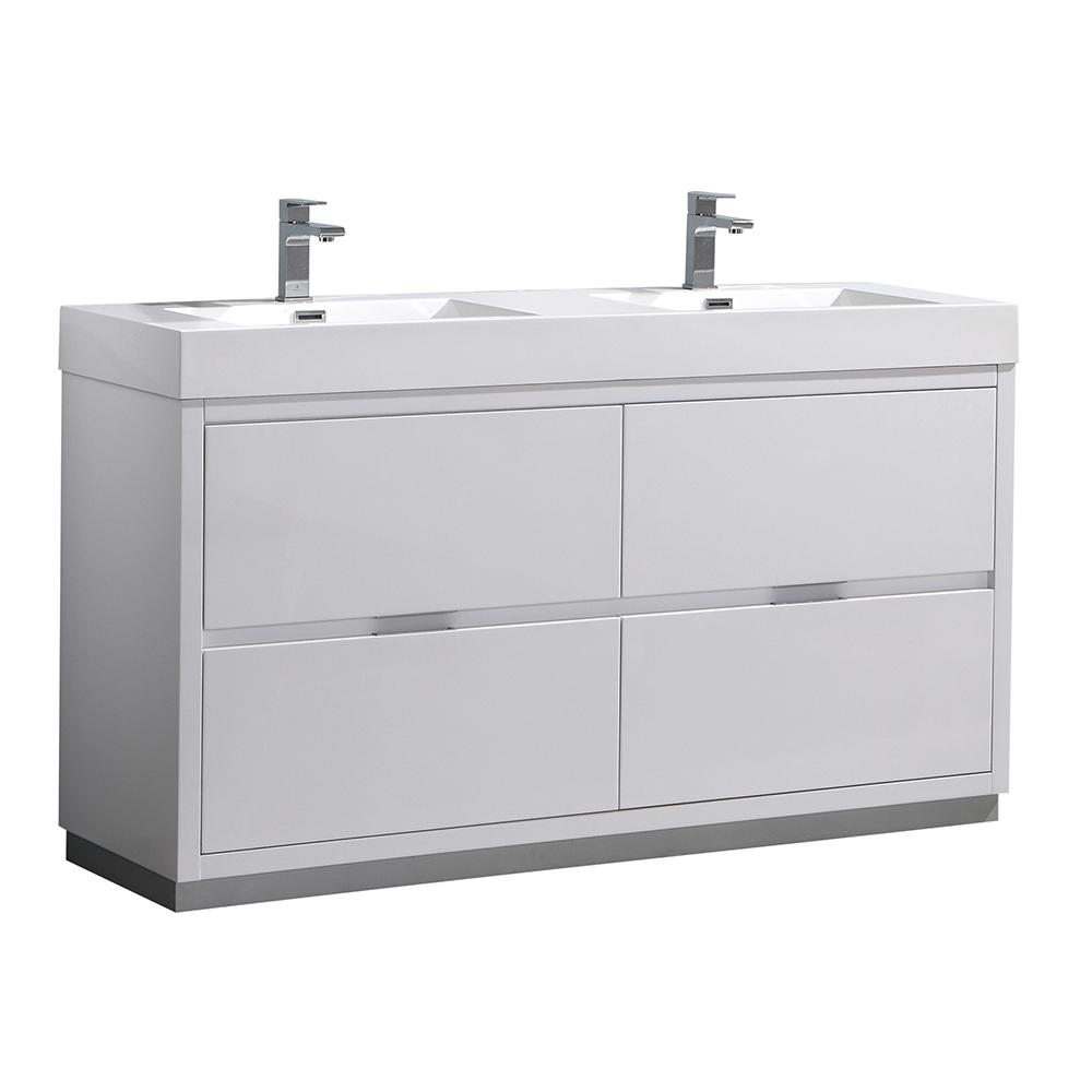 Fresca Valencia 60 in. W Bathroom Vanity in Glossy White with Acrylic