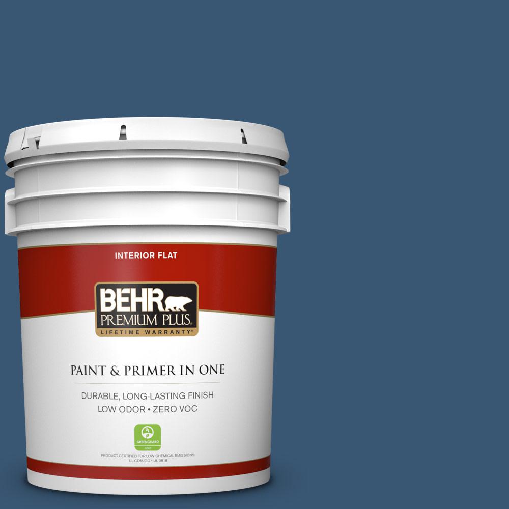 BEHR Premium Plus 5 gal. N4904 Teton Blue Flat Zero VOC Interior