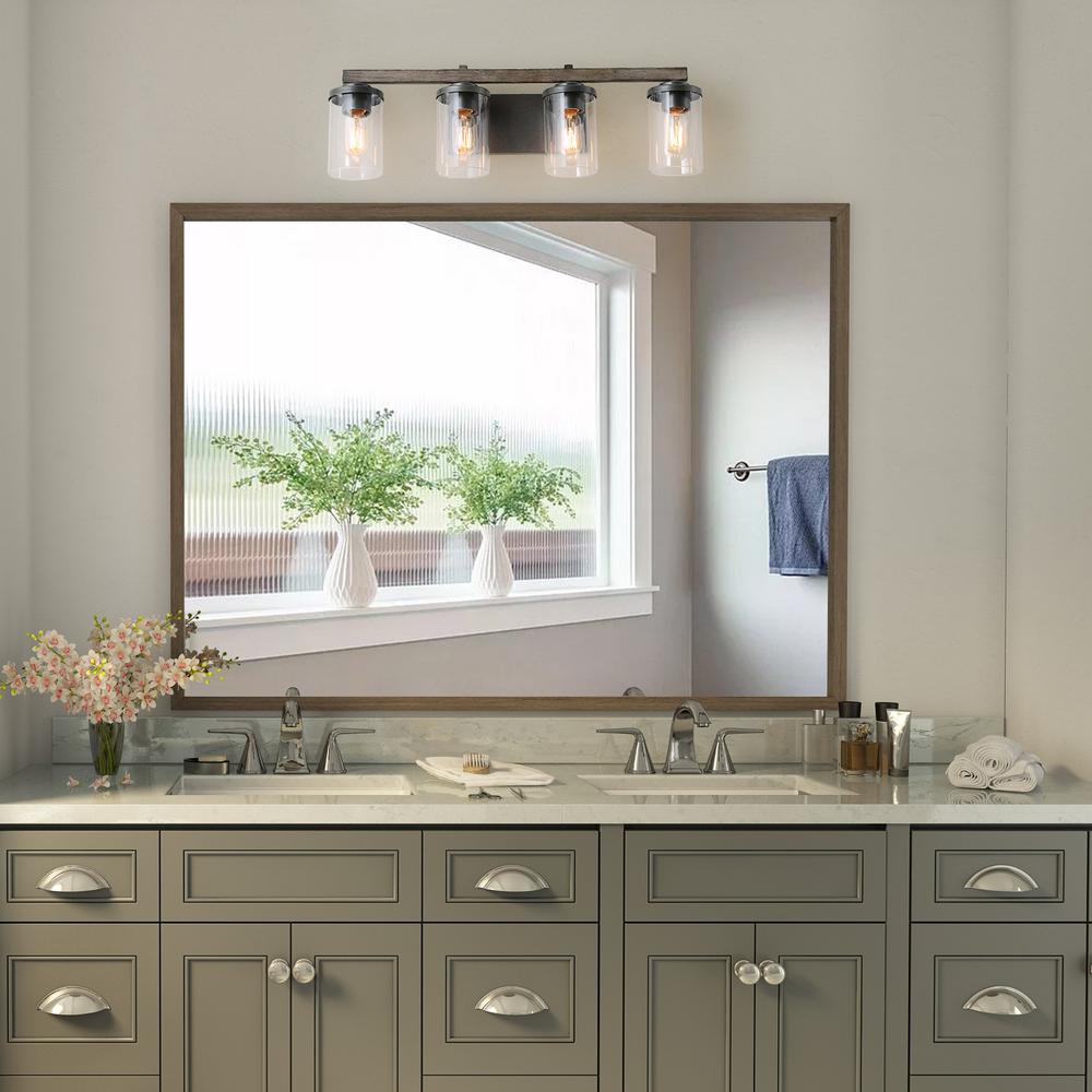 4 Light Rust Gray Bathroom Vanity, Bathroom Lights Above Mirror Home Depot