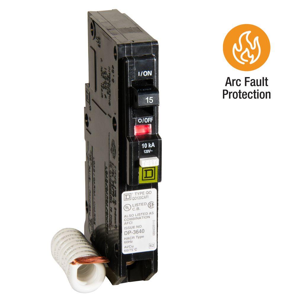 Square D QO 15 Amp SinglePole Combination Arc Fault Circuit Breaker