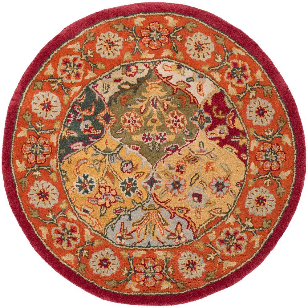 Safavieh Heritage Multi/Red 3 ft. 6 in. x 3 ft. 6 in. Round Area Rug