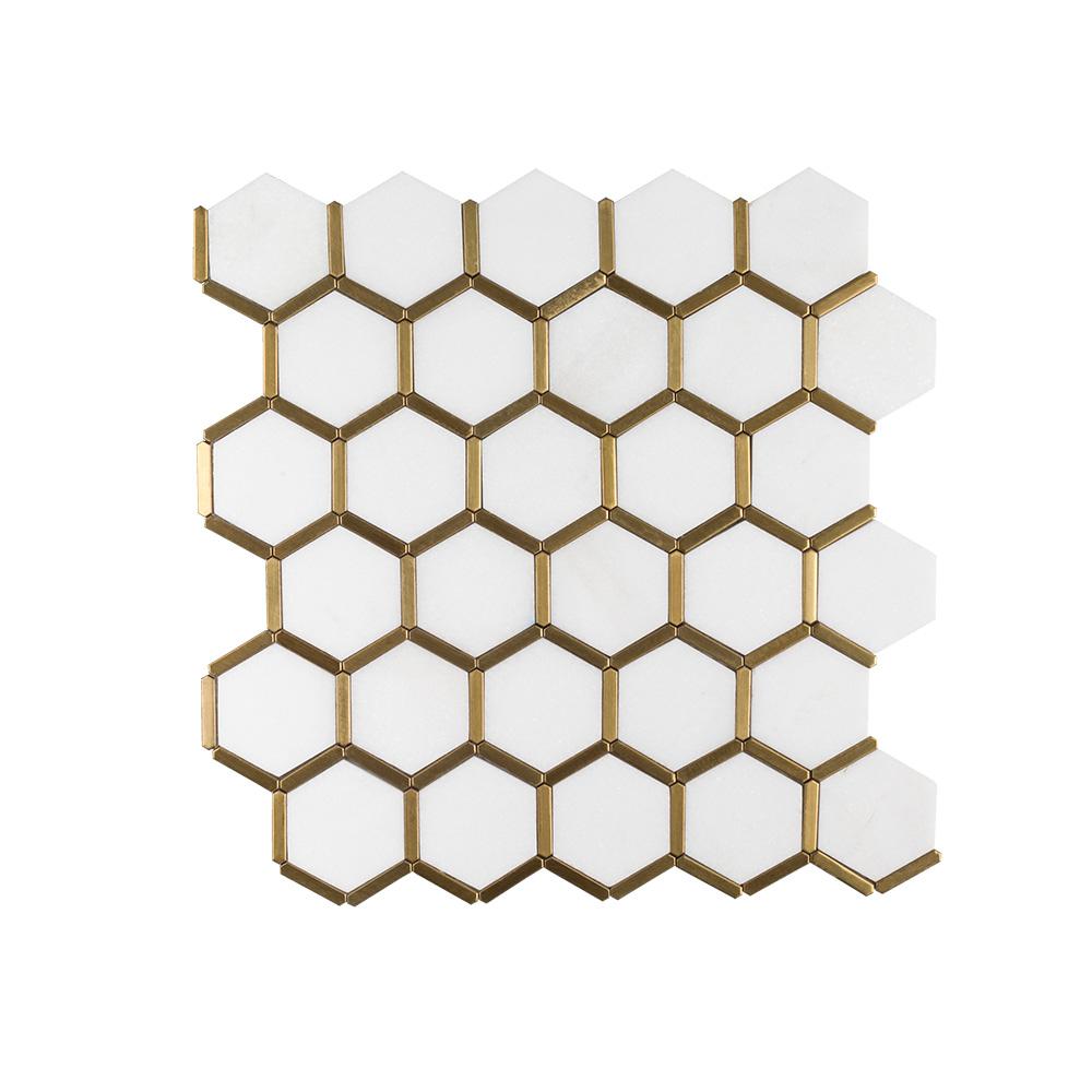 Karats White Honeycomb 10 625 In X 11 125 8 Mm Natural Stone Metal Mosaic Floor And Wall Tile Karats White Honeycomb 10 625 In X 11 125 8 Mm Natural Stone Metal Mosaic Floor And Wall Tile