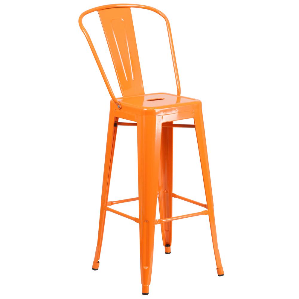 Flash Furniture 30 in. Distressed Orange Bar Stool ETBT350330OR The