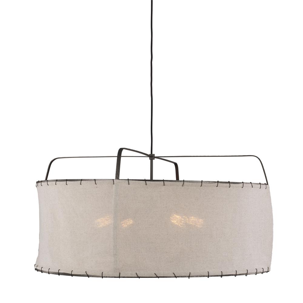 Generation Lighting Designer Collections Ed Ellen Degeneres Crafted By Dunne 34 In W 4 Light Aged Iron Pendant With Sewn Natural