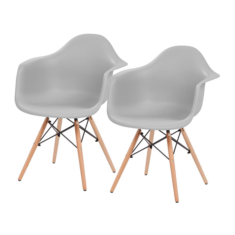 IRIS Gray Plastic Shell Chair With Arm Rest (Set of 2)586720 The
