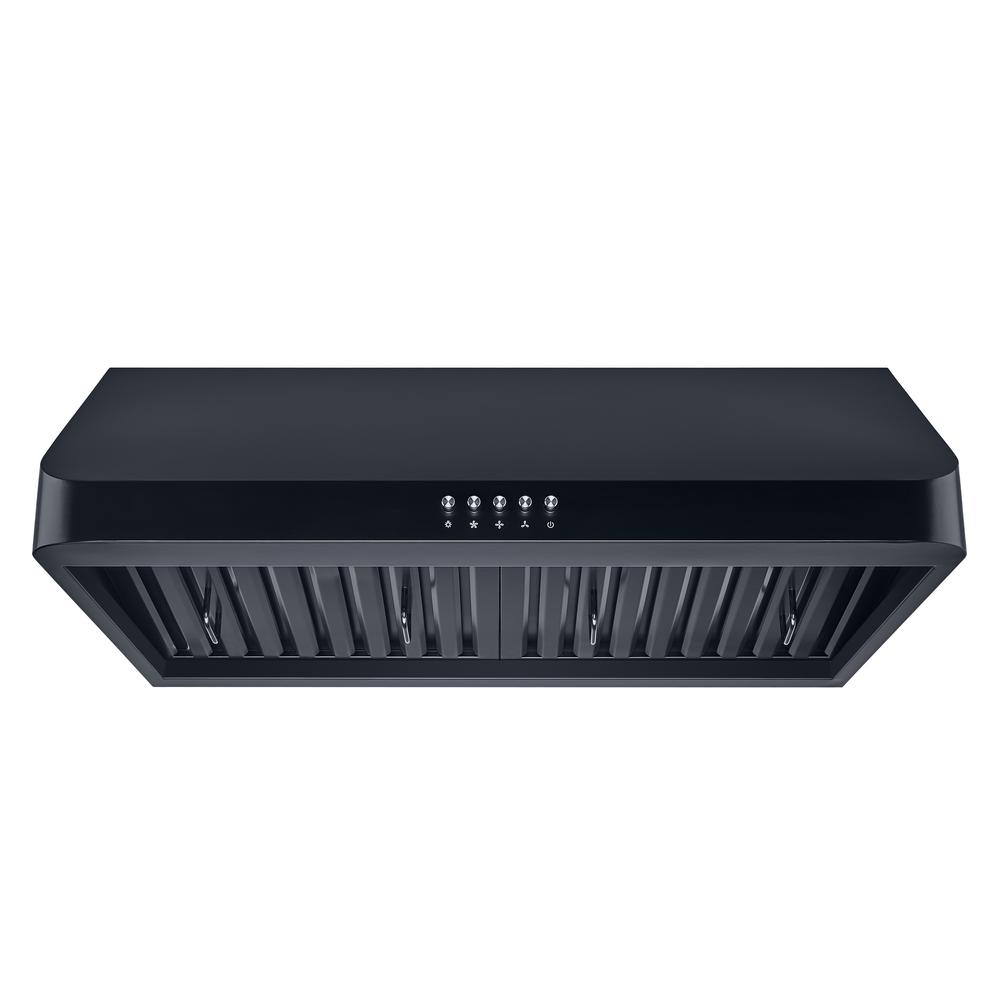 Winflo 30 in. 300 CFM Under Range Hood in Black with Baffle