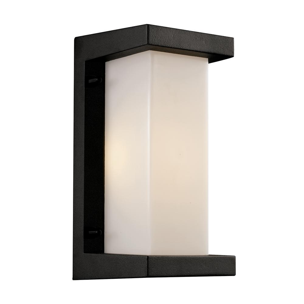 Black Outdoor Integrated LED Wall Mount LanternSS02A108 The Home Depot