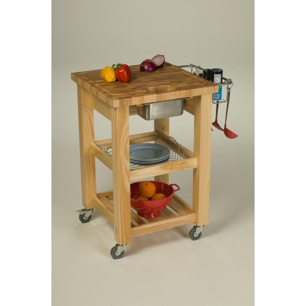 Chris & Chris Pro Chef Natural Kitchen Cart With Storage JET1225 The Home Depot