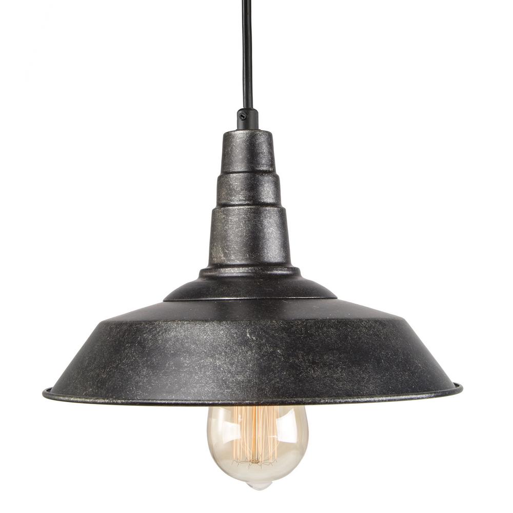 LNC Industrial 1Light HandPainted Rustic Black Barn Light Dome Shape