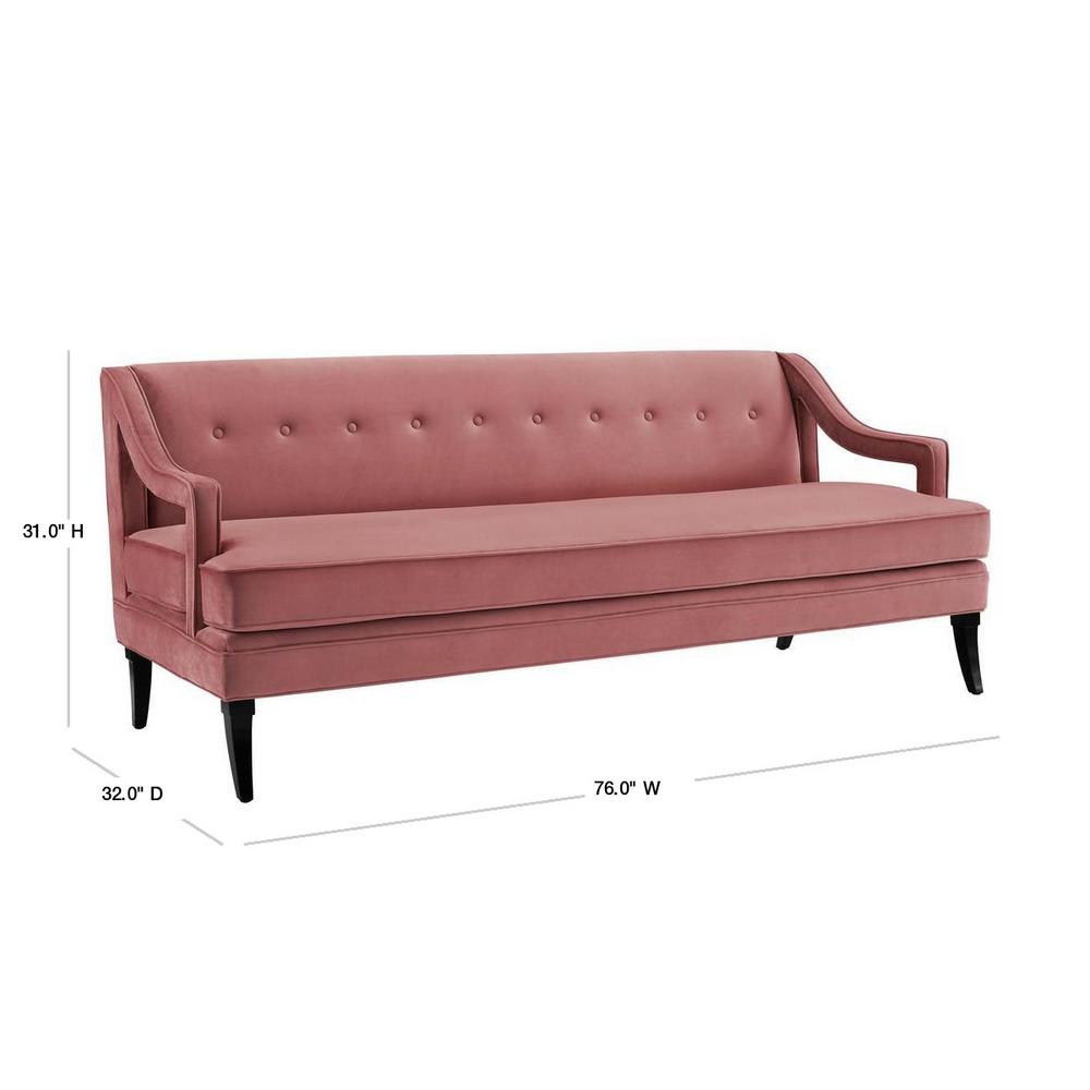 Modway Concur 76 In Dusty Rose Velvet 4 Seater Tuxedo Sofa With Slope Arms Eei 2997 Dus The Home Depot